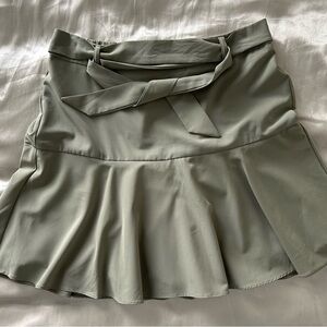 Soho Sage Green Tie-Waist Flared Mini Skirt